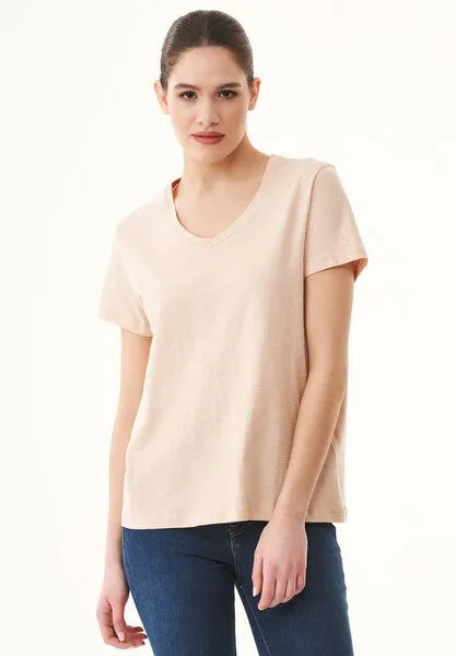 ORGANICATION ORGANICATION Damen Basic T-Shirt aus Bio-Baumwolle mit V-Ausschnitt, Abby stone, – Produktbild 1 von 4