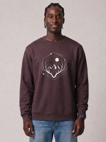 watapparel watapparel Sweatshirt Unisex Wanderlust at night, Red brown, – Produktbild 2 von 2
