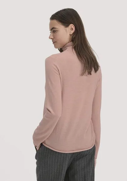 hessnatur hessnatur Strick Rollkragen Pullover Slim aus reiner Bio-Merinowolle, Rosé, – Produktbild 2 von 4