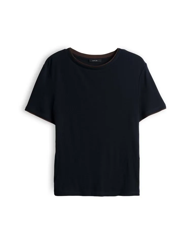 OPUS T-Shirt mit kontrastfarbener Paspel Leichte Qualität mit modernem Akzent, Blau, – Produktbild 2 von 5