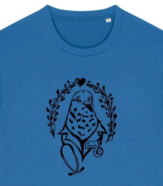 päfjes päfjes Taube Dr. Gurr Gurr - Fair Wear Unisex Bio Vegan T-Shirt, Blau (mindful blue), – Produktbild 3 von 4