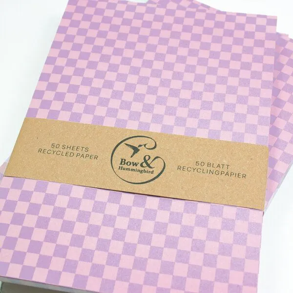Bow & Hummingbird Bow & Hummingbird Notizblock-Set Herz/Karo/Diagonal - 3er Set in A6 aus Recyclingpapier – Produktbild 4 von 4