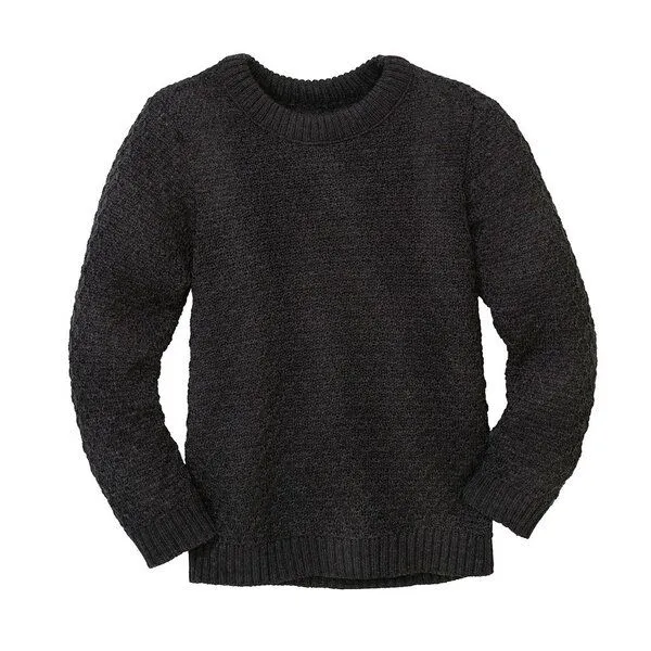 Disana Disana Kinder Aran Pullover kbT-Merinowolle, Anthrazit, – Produktbild 1 von 4