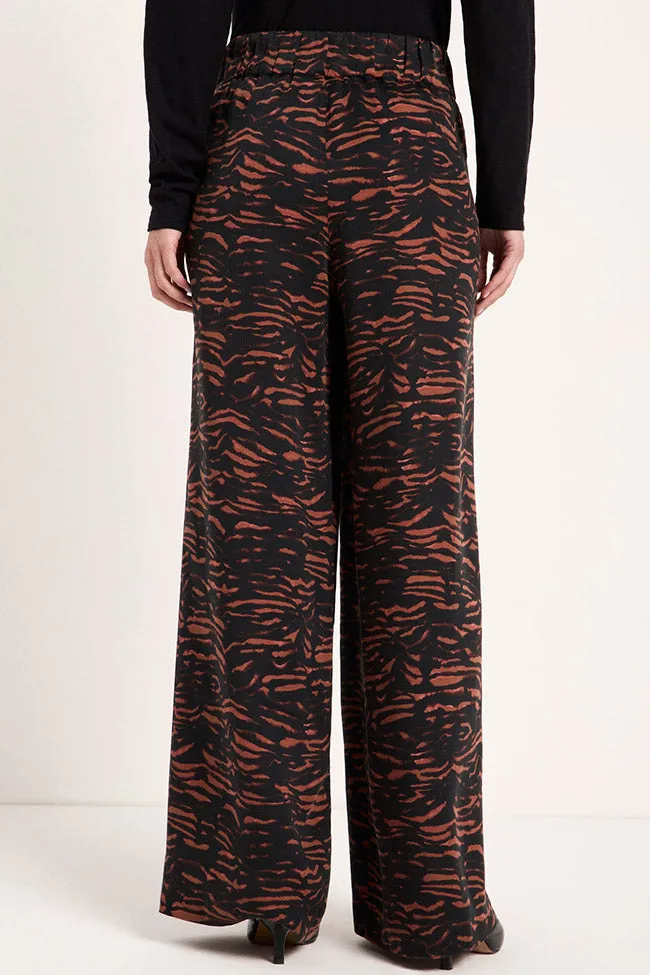 LANIUS Lanius Damen vegan Hose Mit Weitem Bein Animal-Print Braun, Braun, – Produktbild 2 von 2