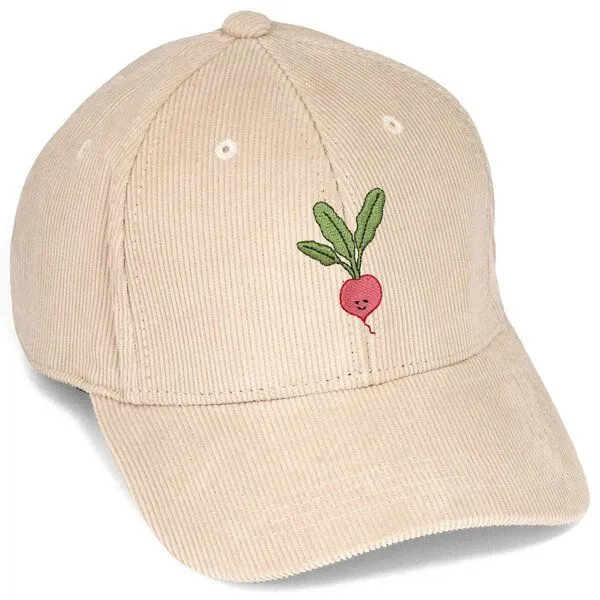 LIGARTI Bestickte Cord Cap – Radieschen – LIGARTI Tiermanufaktur, Sand, – Produktbild 1 von 4