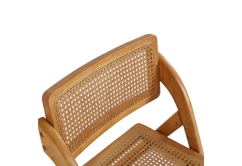 LIM HOME Klappstuhl Massivholz Rattan (Packung, 1 St), Gestell aus Massiveholz FSC®, Sitzfläche aus Rattan, Gelb, – Produktbild 5 von 5