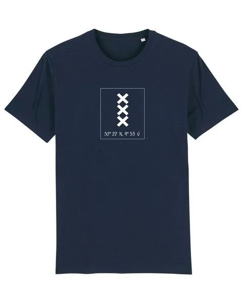 Human Family Human Family Bio Herren City T-Shirt "Amsterdam - Coordinates", Navy, – Produktbild 2 von 2