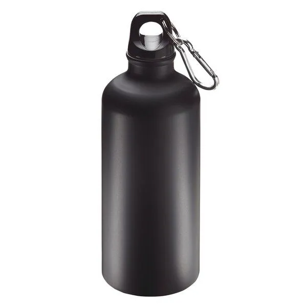 elasto elasto Aluminiumflasche "Sporty" 0,6 l - Outdoorflasche mit Karabiner, Matt/schwarz, – Produktbild 1 von 3