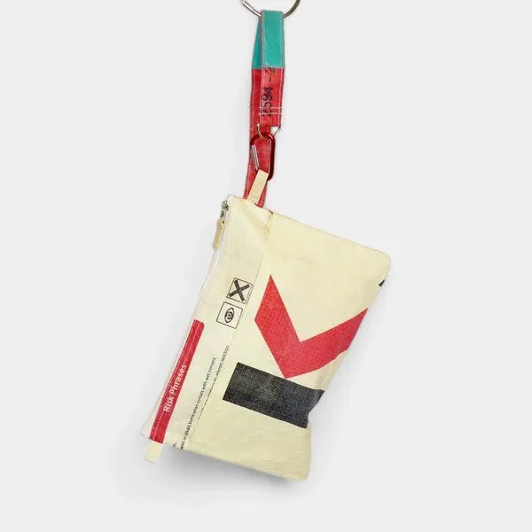 REFISHED fair fashion REFISHED fair fashion Tasche 'SOULMATE' - upcycelte Zementsäcke, #cement beige-rot-schwarz, – Produktbild 4 von 6