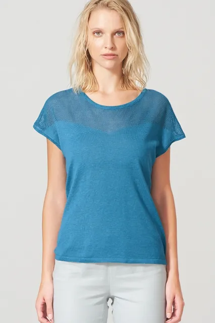 HempAge Hempage Damen vegan Top Mesh Atlantikblau, Blau, – Produktbild 2 von 2