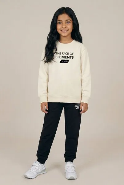 THE FACE OF ELEMENTS The Face of Elements Bold Relaxed Fit Kids Sweatshirt aus 100% Bio-Baumwolle, Cream (white), – Produktbild 2 von 4