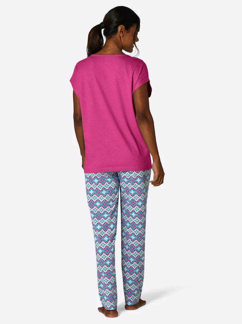 wäschepur Schlafanzug magenta-mint-bedruckt, Magenta-mint-bedruckt, – Produktbild 2 von 2