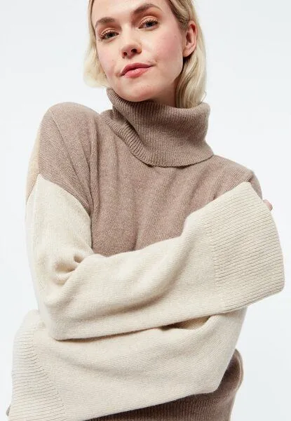 Givn Berlin Givn Berlin Rollkragenpullover GBLEA aus recycelter Wolle, Light beige / beige / light brown, – Produktbild 4 von 4