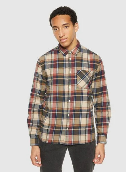 KnowledgeCotton Apparel KnowledgeCotton Apparel Kariertes Hemd CHECKERED SHIRT Flanell aus Bio-Baumwolle, Braun (multicheck), – Produktbild 1 von 5