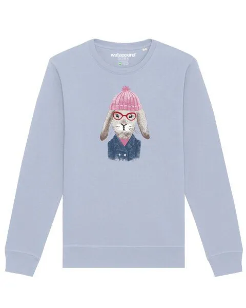 watapparel watapparel Sweatshirt Unisex Hase, Serene blue, – Produktbild 1 von 4