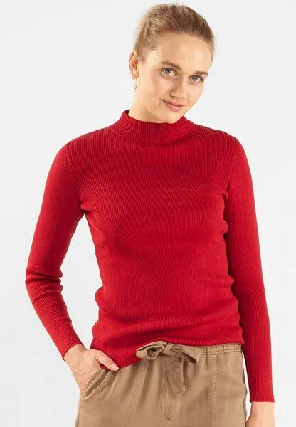 Alma & Lovis Alma & Lovis Rollkragen-Pullover aus Bio-Baumwolle | Rolli, Scarlet (rot), – Produktbild 1 von 3