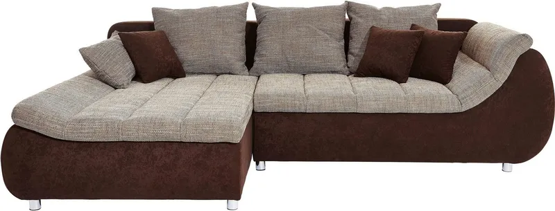 Home affaire Ecksofa Imola, bequem, aktuelle Steppung im Sitz, L-Form, Breite 270cm, wahlweise mit Bettfunktion, Braun, – Produktbild 4 von 8
