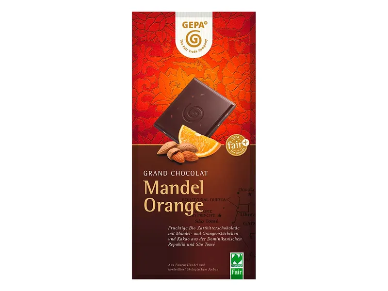 gepa GEPA Bio-Schokolade 'Grand Chocolat' Mandel Orange 100 g – Produktbild 1 von 1