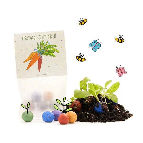 Die Stadtgärtner Die Stadtgärtner 10x5 Blumenmurmeln im Tütchen "Möhren" I Ostergeschenk für Kinder I Kleinigkeit zu Ostern I Geschenk zu Ostern I Kleine Geschenk für Osternest oder Osterkörbchen – Produktbild 2 von 4