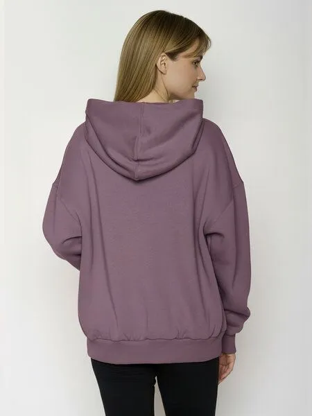 GreenBomb GREENBOMB River Sundown Mello - Lässiger Hoodie aus Bio-Baumwolle / hochwertiger Print / GOTS / Fair & Vegan, Lila (moorberry), – Produktbild 4 von 4