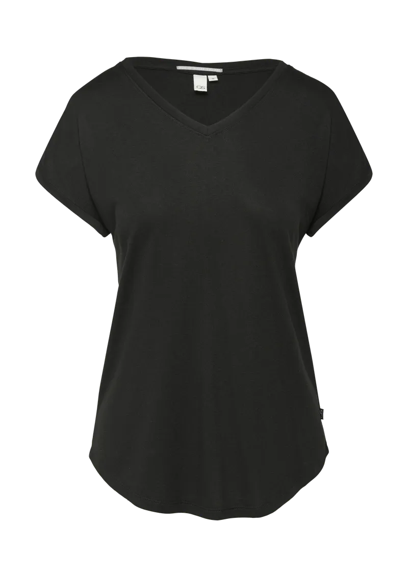 QS Locker geschnittenes T-Shirt im Modalmix, Schwarz, – Produktbild 1 von 4