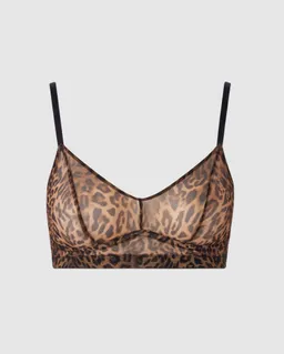 Understatement Understatement Damen vegan Bralette Aus Mesh Balconette-Schnitt, Dunkles Leopardenmuster – Produktbild 1 von 1