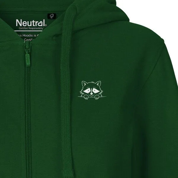 HANDGEDRUCKT HANDGEDRUCKT "Flauschspion" Frauen Zip Hoody Neutral, Bottlegreen, – Produktbild 1 von 3