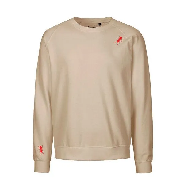 HANDGEDRUCKT HANDGEDRUCKT "Ameisen" Unisex Sweatshirt aus reiner Biobaumwolle (kbA), Sand, – Produktbild 1 von 2
