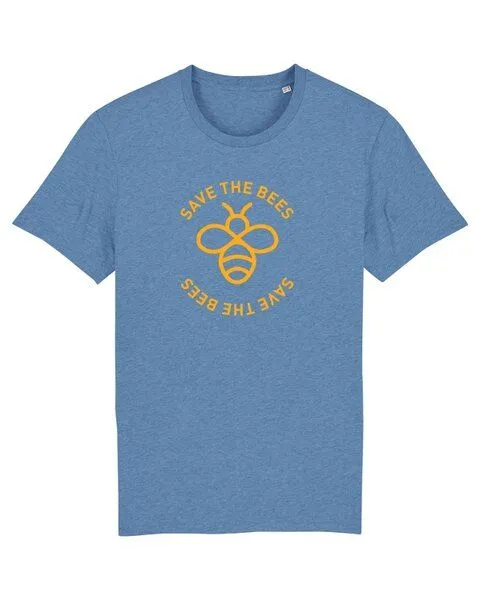 University of Soul University of Soul Unisex T-Shirt aus Bio-Baumwolle "Save the Bees", Mittelblau meliert, – Produktbild 1 von 2
