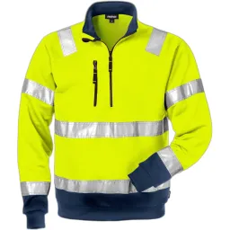Fristads Hochsichtbarer Sweatshirt mit 1/2-Reißverschluss Klasse 3 Fristads 728 SHV – Produktbild 1 von 1