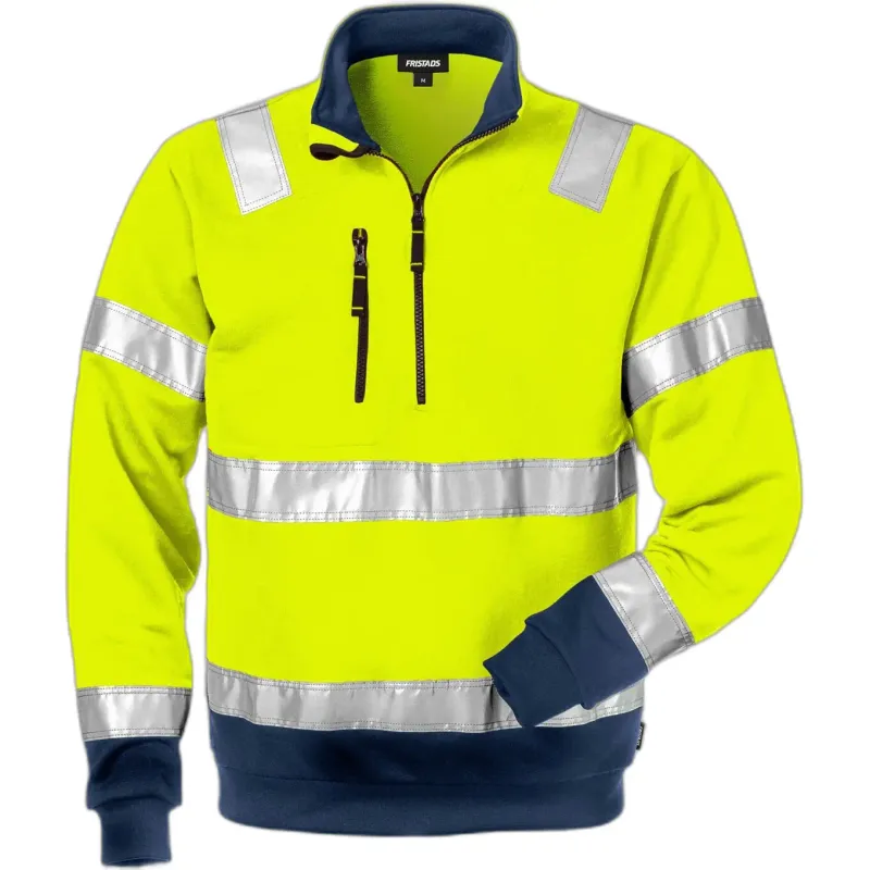 Fristads Hochsichtbarer Sweatshirt mit 1/2-Reißverschluss Klasse 3 Fristads 728 SHV, Jaune, – Produktbild 1 von 2
