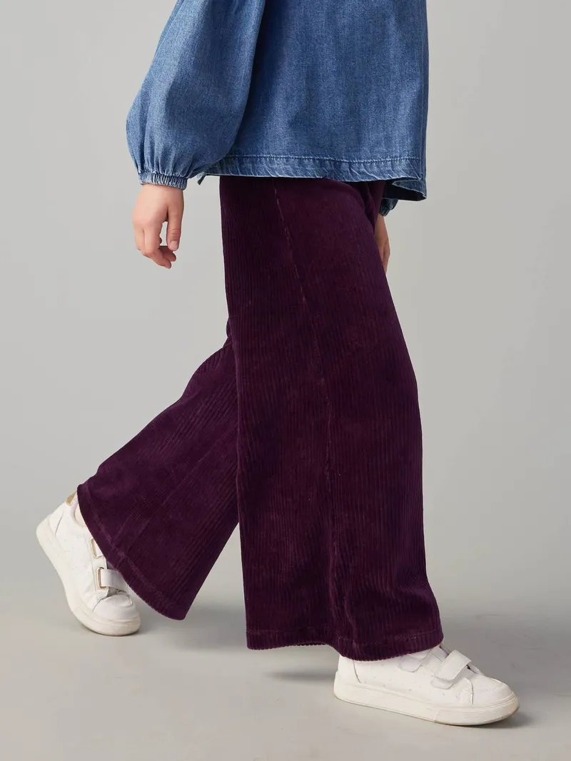 Vertbaudet Weite Mädchen Cordhose, Pflaume, – Produktbild 1 von 3