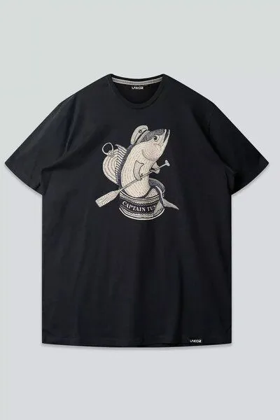LAKOR LAKOR T-Shirt aus Bio-Baumwolle - Captain Tuna, Moonless night (schwarz), – Produktbild 3 von 3