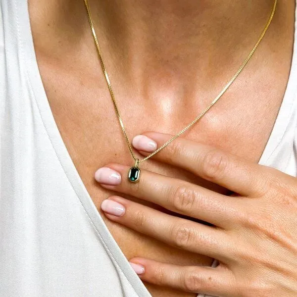 MOANINA MOANINA Kette Esmeraldia 8k Echtgold, Blau, – Produktbild 1 von 4