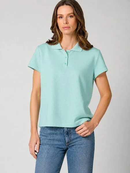 HempAge HempAge Klassisches Damen-Poloshirt Hanf/Biobaumwolle, Lake (blau), – Produktbild 2 von 4