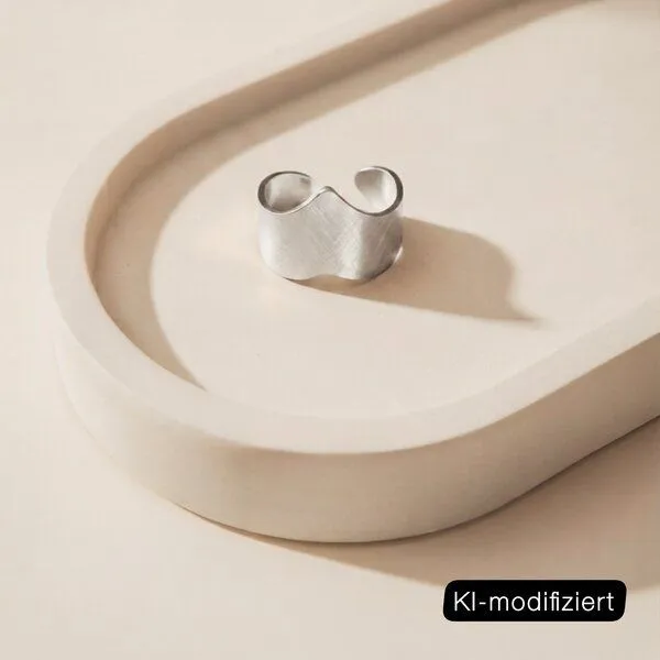 ELEKTROPULLI ELEKTROPULLI Größenverstellbarer Round Matt Ring ca. 1,5 cm breit, Silber, – Produktbild 3 von 3