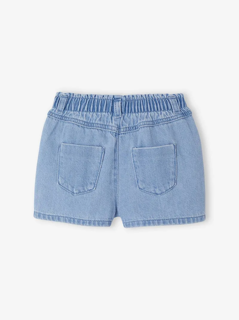 Vertbaudet Baby Jeansshorts mit Blumenstickerei, Double stone, – Produktbild 2 von 3