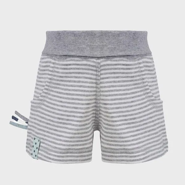 OrganicEra Gestreifte Baby-Shorts 'OrganicEra' aus Bio-Baumwolle, Grau, – Produktbild 1 von 2
