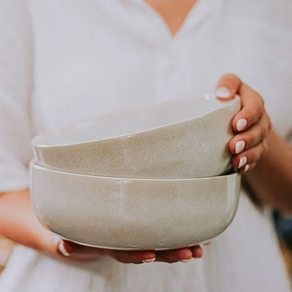 Econovo Econovo Schüssel Keramik Klein 16cm, Weiss-grau (weiss), – Produktbild 2 von 4