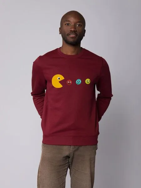watapparel watapparel Sweatshirt Unisex Pacmännchen, Burgundy, – Produktbild 2 von 3