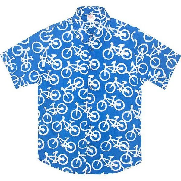 Global Mamas Global Mamas Bio Hemd - Slim Fit - Pathways, Bikes (blau), – Produktbild 1 von 4