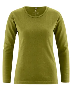 HempAge Hempage Damen vegan Langarmshirt Basic Weidegrün – Produktbild 1 von 1