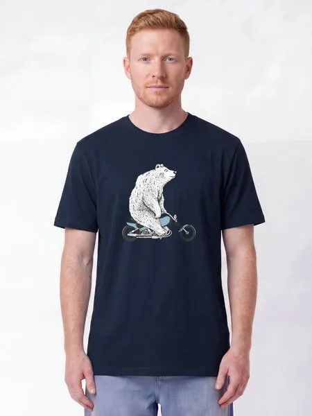 watapparel watapparel T-Shirt Unisex Bär auf Bike, French navy, – Produktbild 2 von 2
