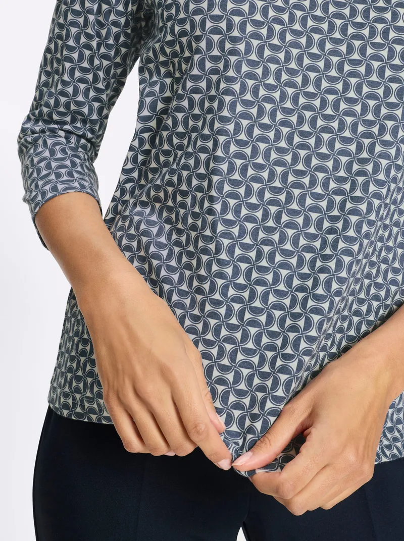 Witt Print-Shirt rauchblau-ecru-bedruckt, Rauchblau-ecru-bedruckt, – Produktbild 2 von 2