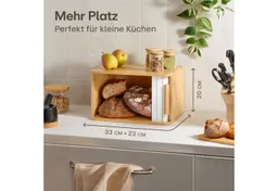 Praknu Brotkasten Brotkasten klein aus FSC® Holz mit Schiebetür - Brotaufbewahrung, Bambus, (Brotkasten Bambus Schiebetür, Kleiner Brotkasten aus Bambus mit weißer Schiebetür, platzsparend), FSC® Holz - Platzsparend und stilvolle Brotbox für längere Frische – Produktbild 1 von 1