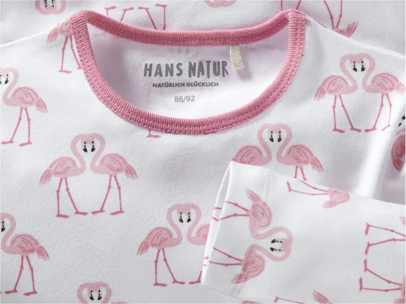 HANS NATUR Kinder Unterhemd Langarm Bio-Baumwolle Flamingo Gr. 98/104, Pink, mehrfarbig, – Produktbild 2 von 2