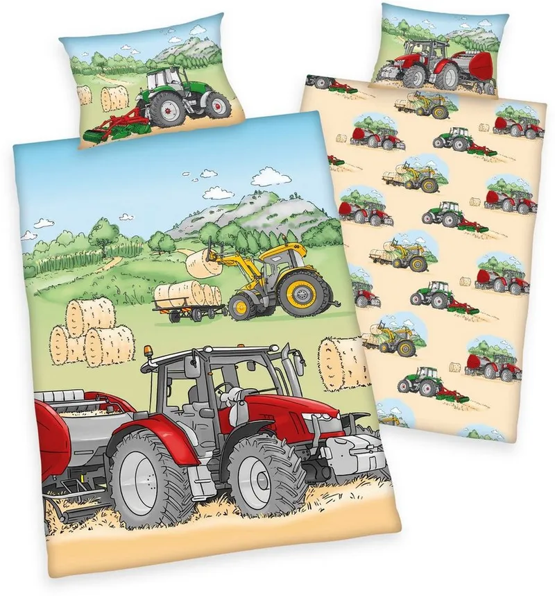 Baby Best Baby Best Babybettwäsche Traktor, Renforcé, 2 teilig, mit tollem Motiv, Bunt, – Produktbild 1 von 2