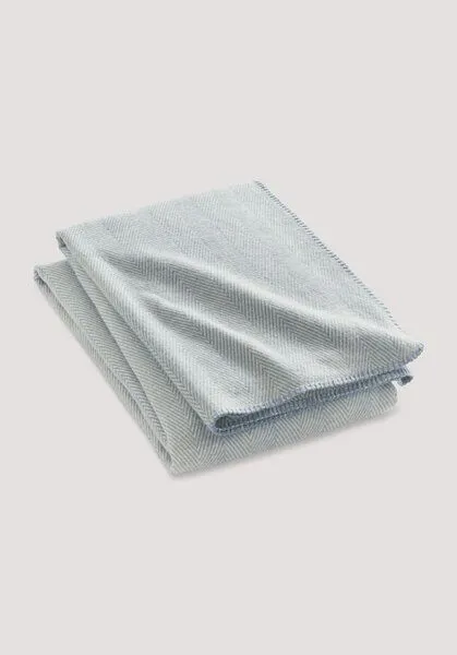 hessnatur hessnatur Decke MERLE aus reiner Bio-Baumwolle, Graublau, – Produktbild 1 von 3