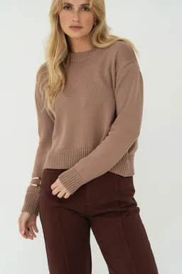 Näz Näz Damen vegan Pullover Claudia Mit Rundhalsausschnitt Farbe: Mokka – Produktbild 1 von 1