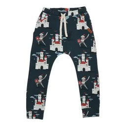 Walkiddy Kinder Jogginghose GOTS zertifiziert Bio-Baumwolle, Dunkelgrün, Burg-Muster, Walkiddy – Produktbild 1 von 1